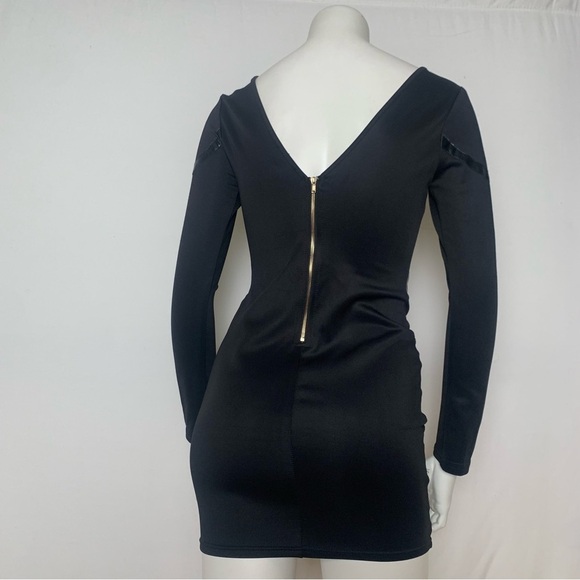 Black mini cocktail dress gold accents small - Picture 3 of 9